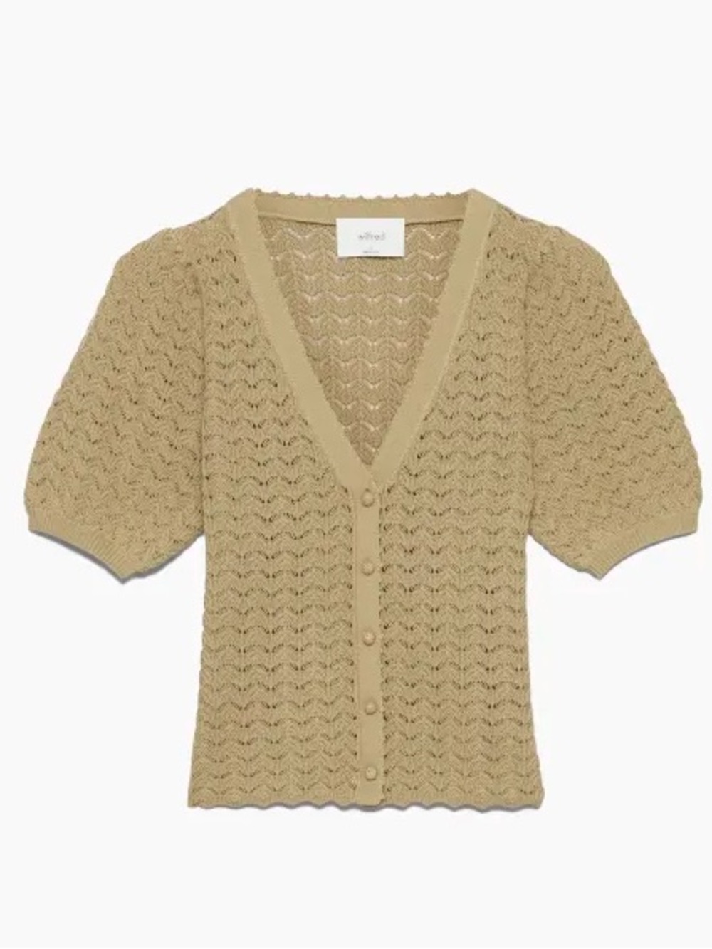 Wilfred Fika brown crochet knit V-Neck Cardigan